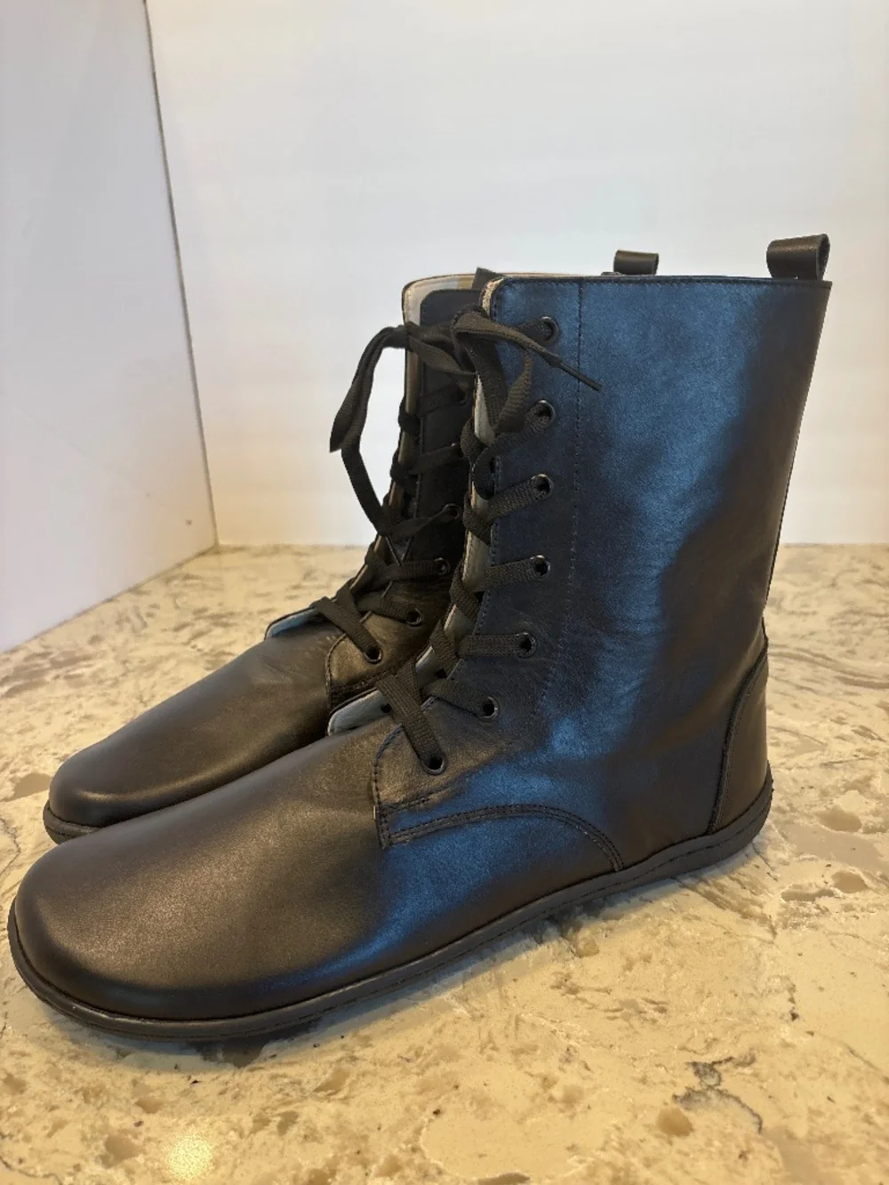 NWOT Men’s Aintap Feel Barefoot Black Leather Combat Style Boots Size 45